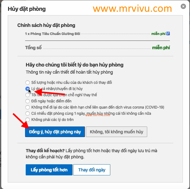 Hướng dẫn cách hủy đặt phòng trên booking.com 
