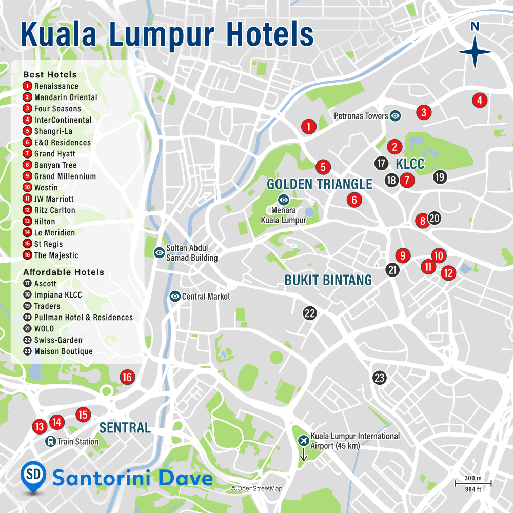 Bản đồ khách sạn ở Kuala Lumpur 