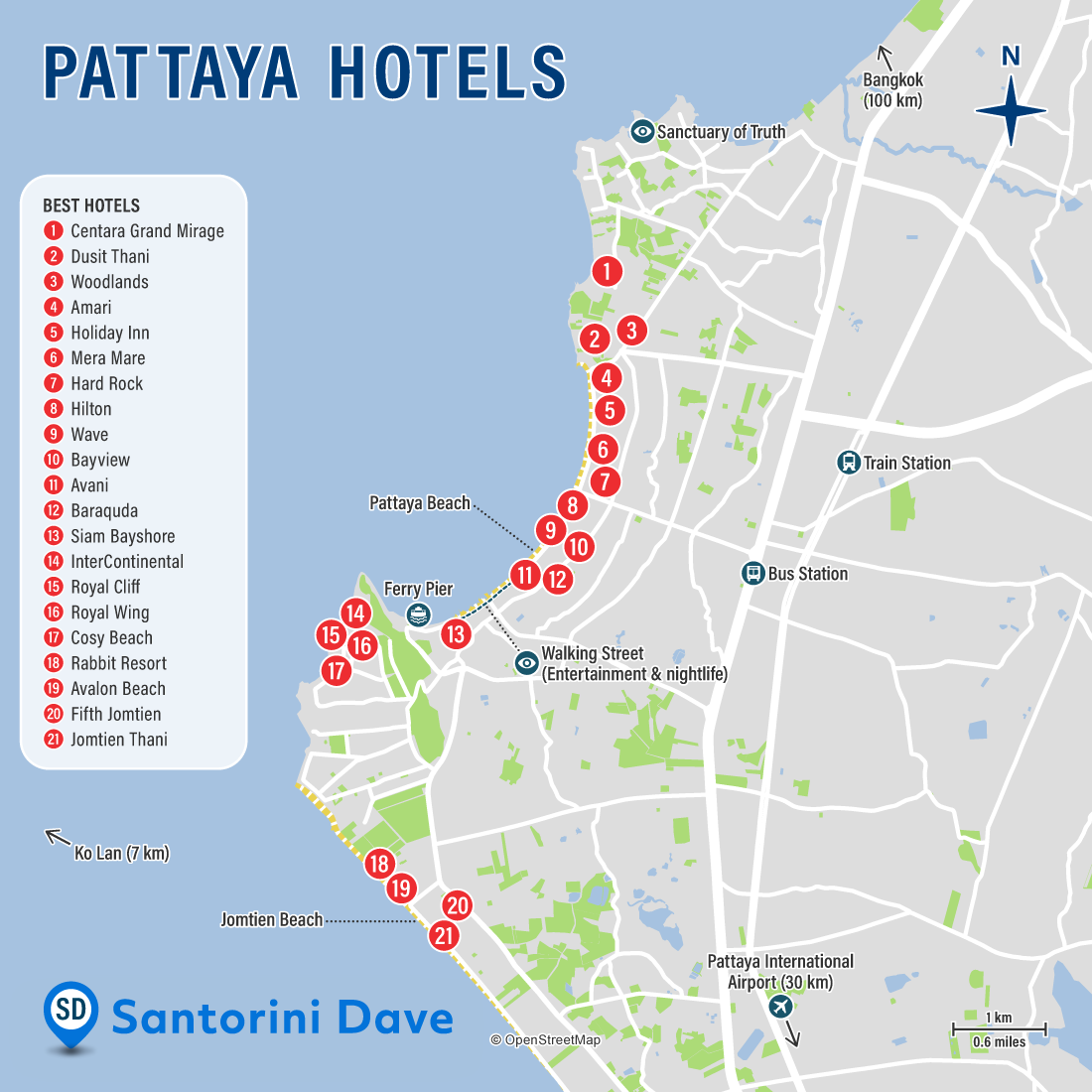 Bản đồ khách sạn ở Pattaya 