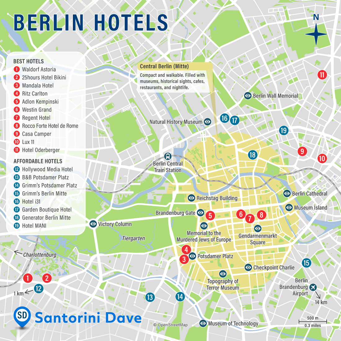 Bản đồ khách sạn ở Berlin - Đức