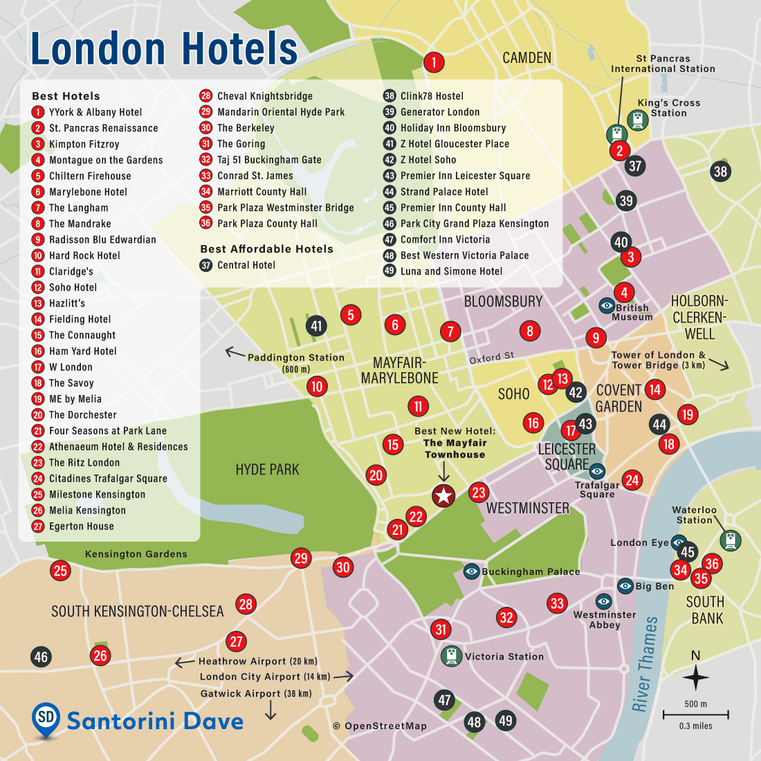 Bản đồ Khách sạn ở London tốt nhất 