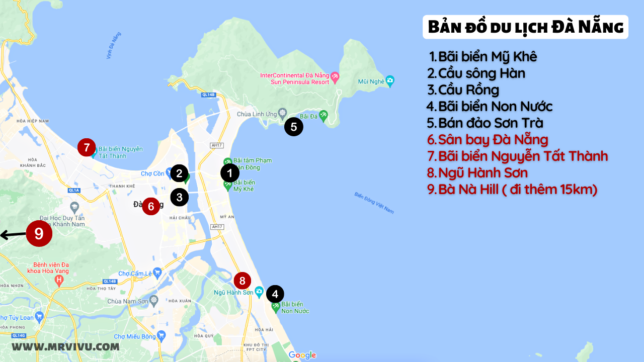 Bản đồ khách sạn Đà Nẵng 